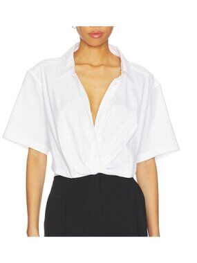 A.L.C. Lily Poplin Crop Top Bright White Size XS